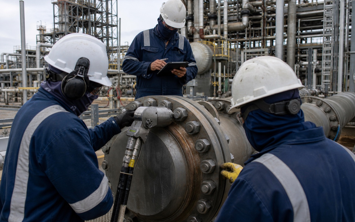 Field supervision of a controlled bolted flange connection